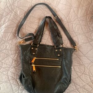 Cole Haan Women’s pebbled leather bag, black with gold accents